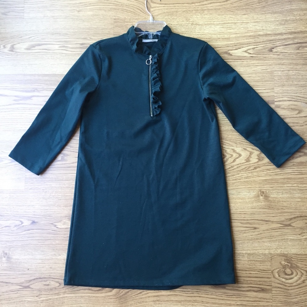 Zara 3/4 Sleeve Tunic Dress size S in Teal Green